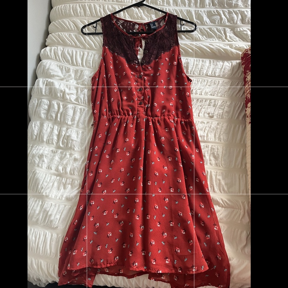 Rust-colored flowy A-line dress from H&M